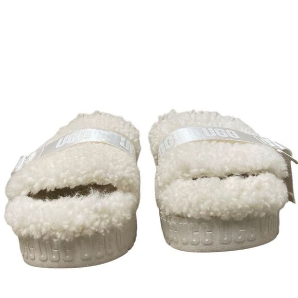 Ugg Fluffita slide on off-white Sherpa sheepskin slippers womens 9 lug sole - Picture 7 of 8